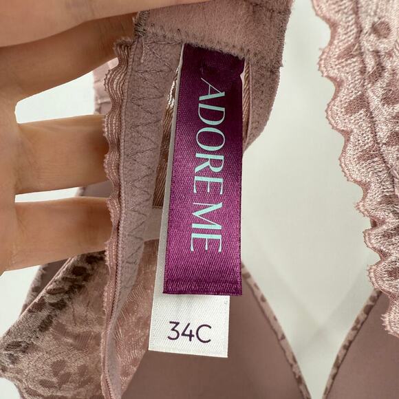 Adore Me Women’s Floral Lace Bra Size 34C Blush Adjustable - Picture 4 of 5